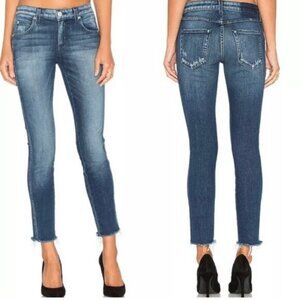 AMO Stix Crop Sweetheart Wash Denim Jeans Size 27 Frayed Mi USA